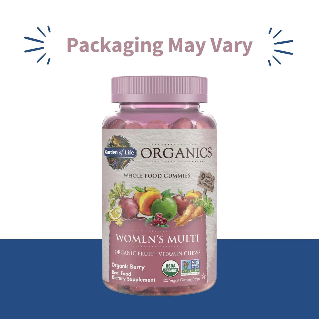 Garden of Life Organics Women's Gummy Vitamins - Berry - Certified Organic, Non-GMO, Vegan, Kosher Complete Multi - Methyl B12, C & D3 - Gluten Garden of Life Au supplements