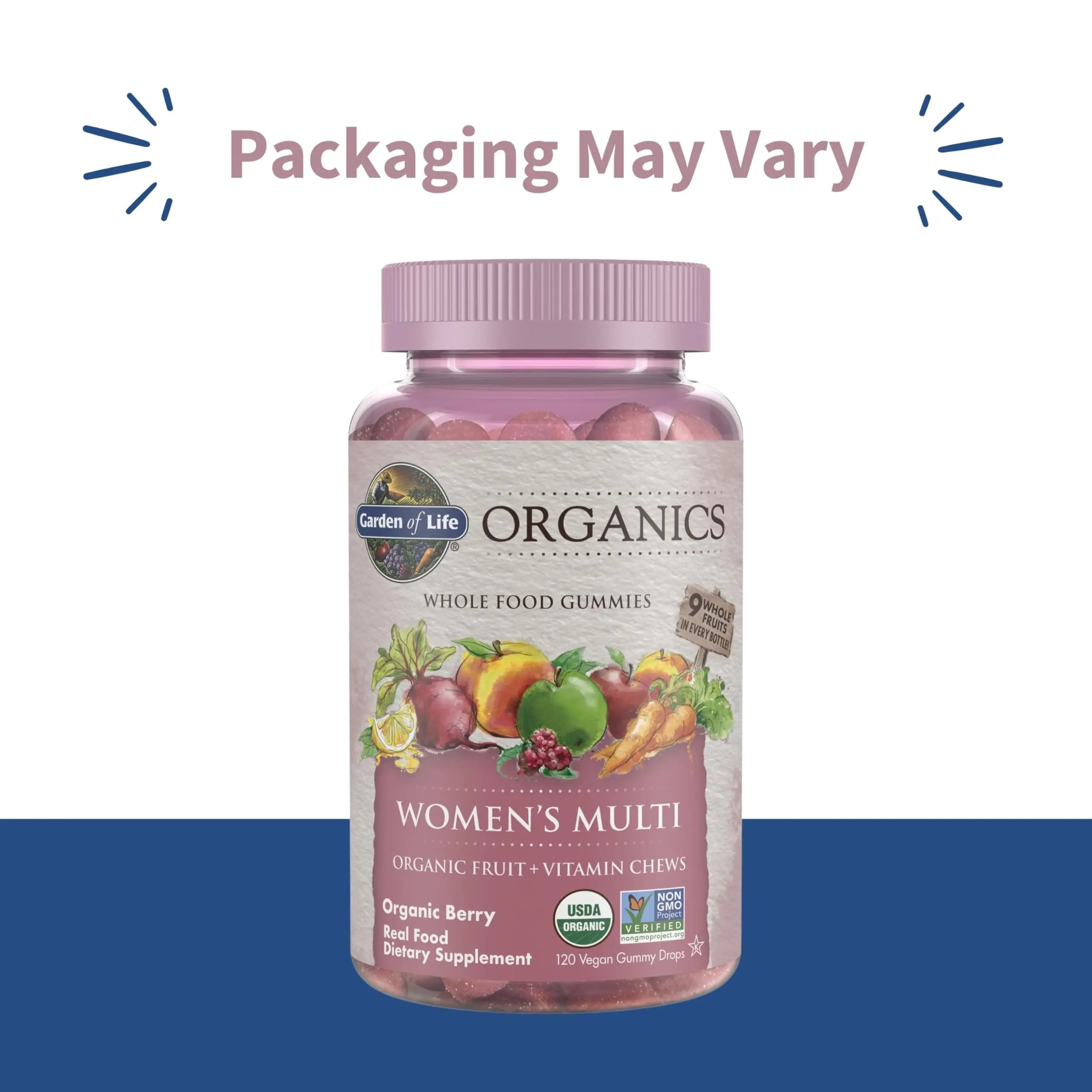 Garden of Life Organics Women's Gummy Vitamins - Berry - Certified Organic, Non-GMO, Vegan, Kosher Complete Multi - Methyl B12, C & D3 - Gluten Garden of Life Au supplements