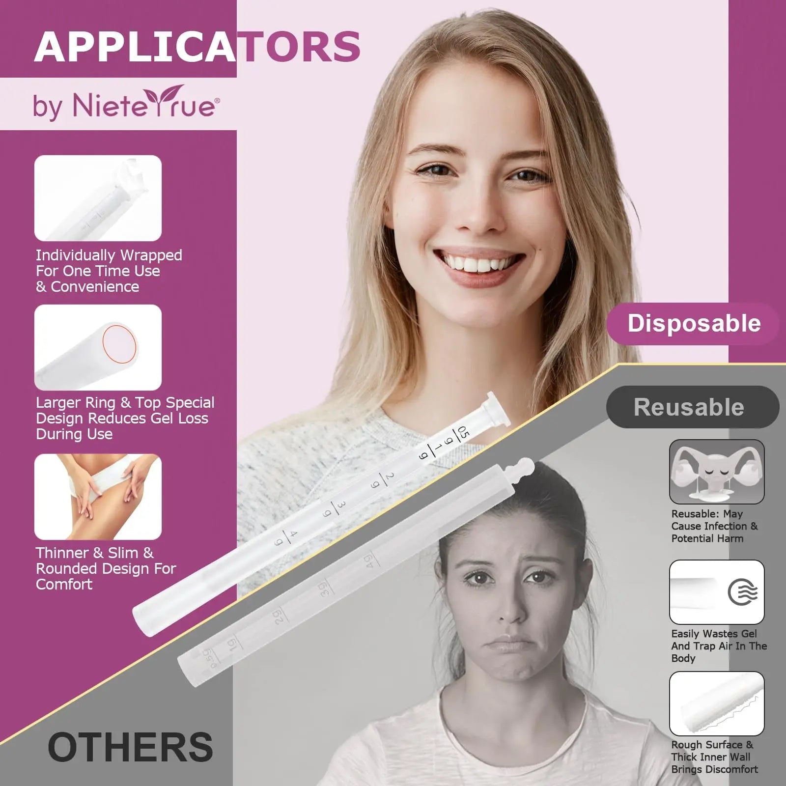 Nieteyrue Plastic Vaginial Cream Applicators (60 Packs) 2024 New Dosage Markings Individually Nieteyrue Au supplements