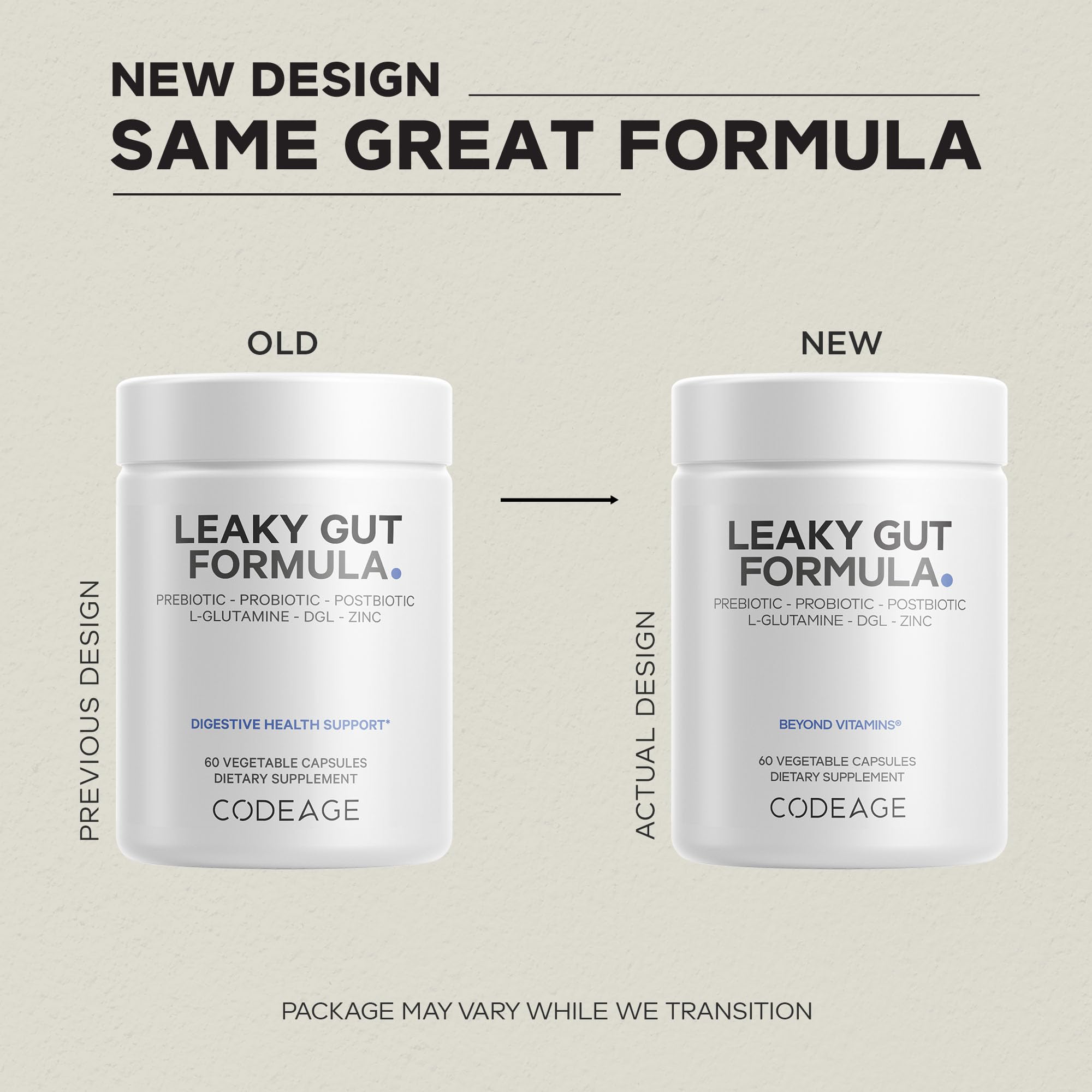 Codeage Leaky Gut Supplement, L-Glutamine, N-Acetylglucosamine, Probiotic, Butyric Acid, Polyphenols, Quercetin, DGL, Marshmallow Root, Berberine, BioPerine