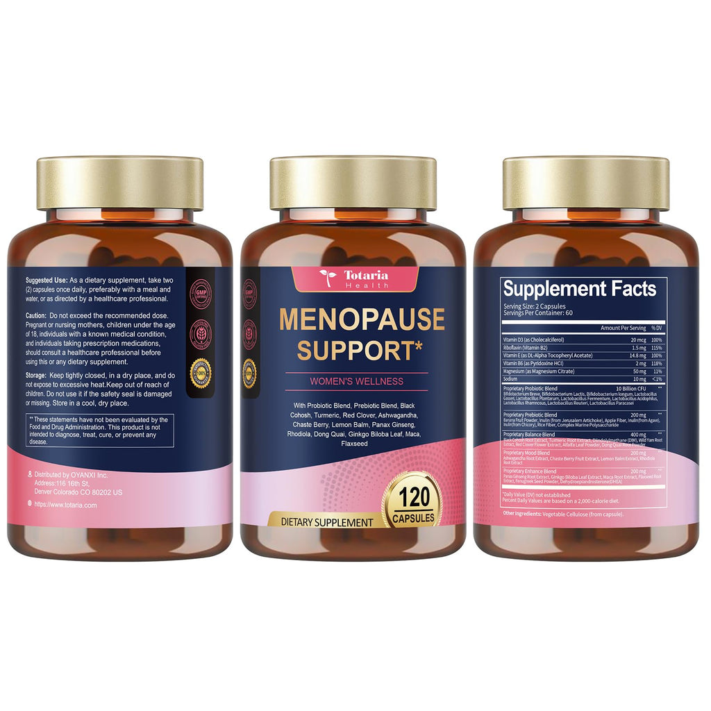 40-in-1 Menopause Supplements for Women, Multibenefit & Complete Black Cohosh for Hot Flashes, Night Sweats & Hormone Balance, w/ Probiotics, DIM, Vitex, Dong Quai, Red Clover and More, 120 Vegan Caps Totaria Au supplements