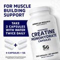 Creatine Monohydrate Capsules 5G | 60 Servings | Vegan | 4 Caps per Serving | Micronized Creatine Pills 5000mg | 240 Capsules | Creatine Pills For Men & Women