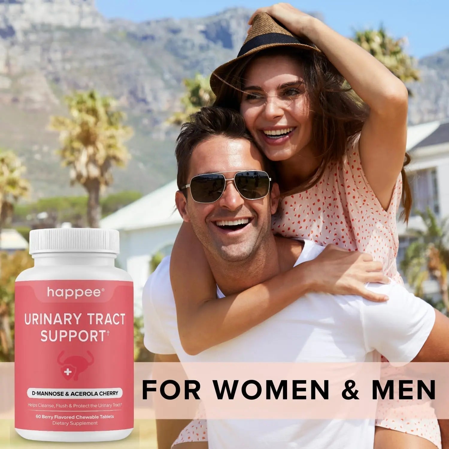 Happee Urinary Tract Health Supplement for Women & Men – Fast-Acting UTI Relief and Prevention, 500mg D-Mannose & Antioxidants, Supports Kidney and Bladder Health, Berry Flavor, 60 Chewables Happee Au supplements