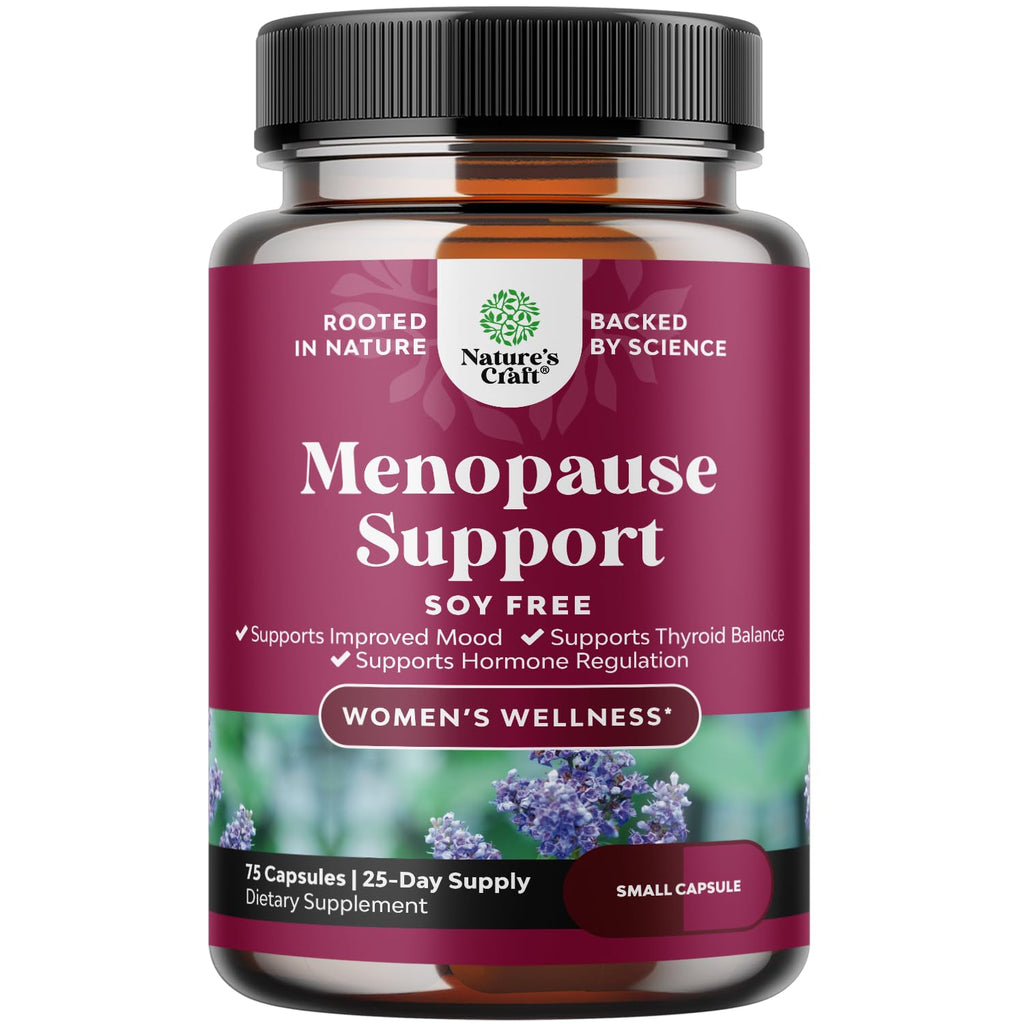 Complete Herbal Menopause Supplement for Women - Soy Free Female Hormone Balance Capsules for Night Sweats Hot Flashes & Mood Swings with Dong Quai, Chaste Berry & Black Cohosh Root - 75 Count Natures Craft Au supplements