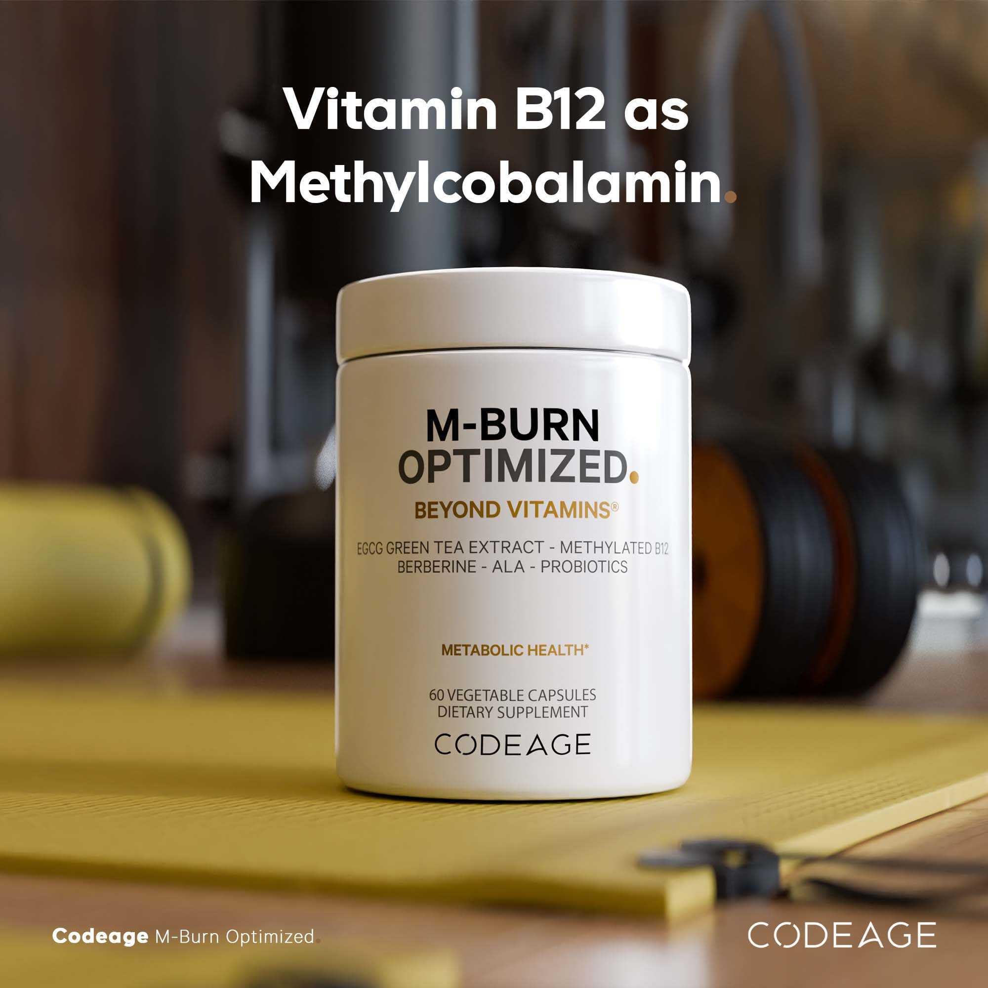 Codeage M-Burn Optimized Supplement - Decaffeinated Green Tea Std. to 50% EGCG, Berberine, Akkermansia, Vitamin B12 - Probiotics - Vitamins - 60 Capsules Codeage Au supplements