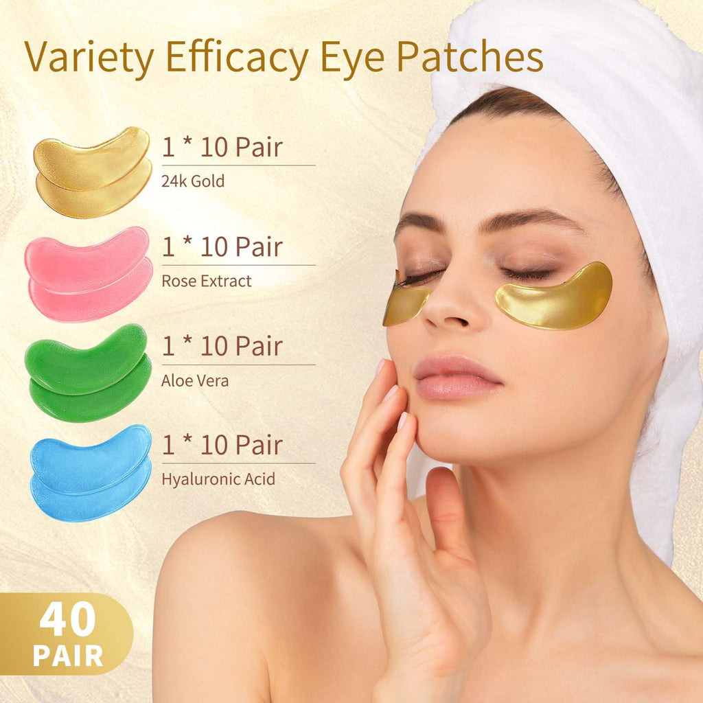 Under Eye Patches, 40 Pairs Eye Mask for Dark Circles, Puffy Eyes, Undereye Bags,Wrinkles