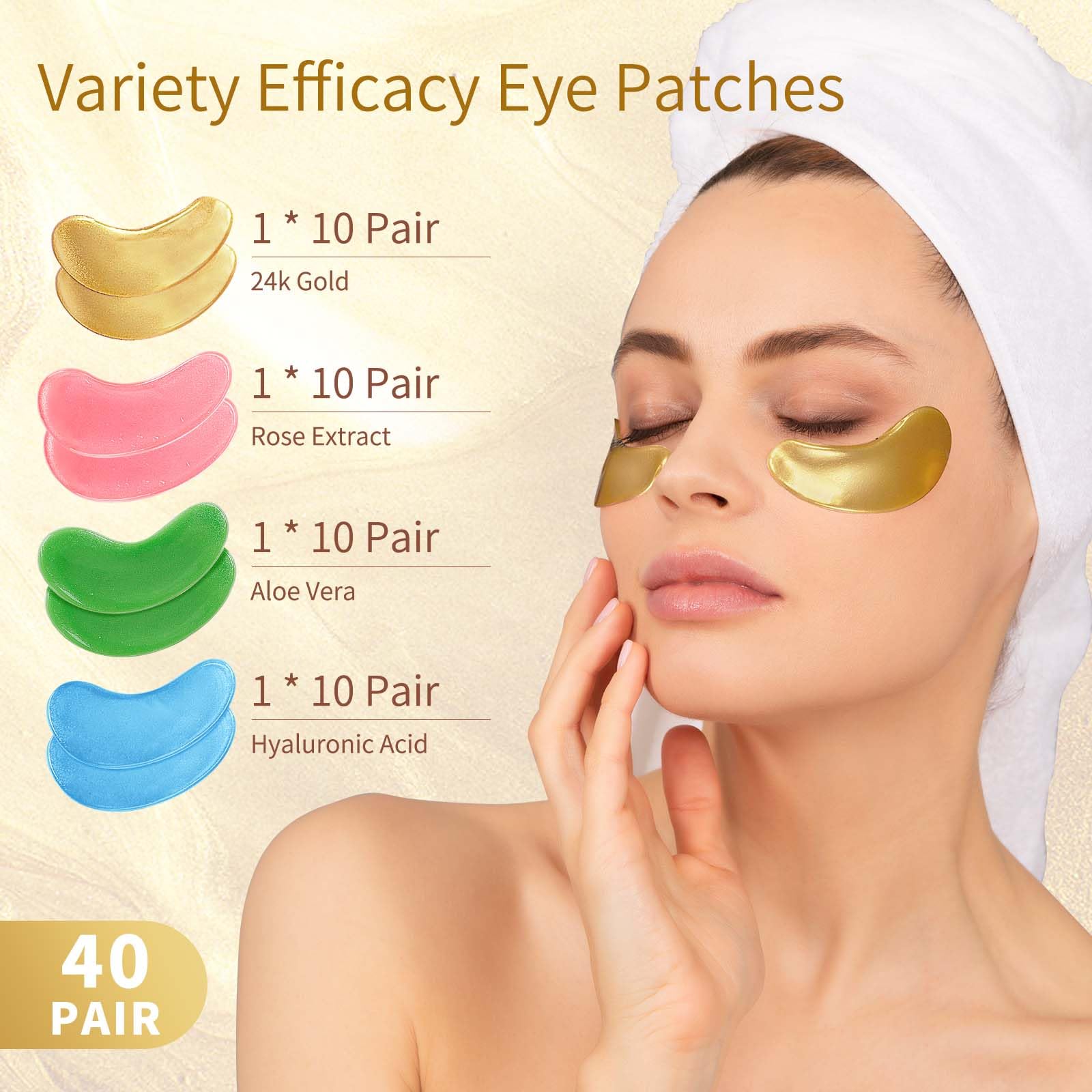 Under Eye Patches, 40 Pairs Eye Mask for Dark Circles, Puffy Eyes, Undereye Bags,Wrinkles