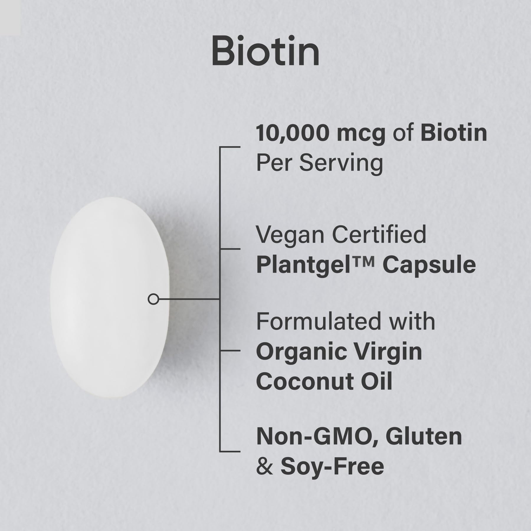Sports Research® Biotin 10,000mcg with Organic Coconut Oil - Biotin (Vitamin B7) for Healthy Skin and Hair Support* - for Women and Men - Vegan, Non-GMO