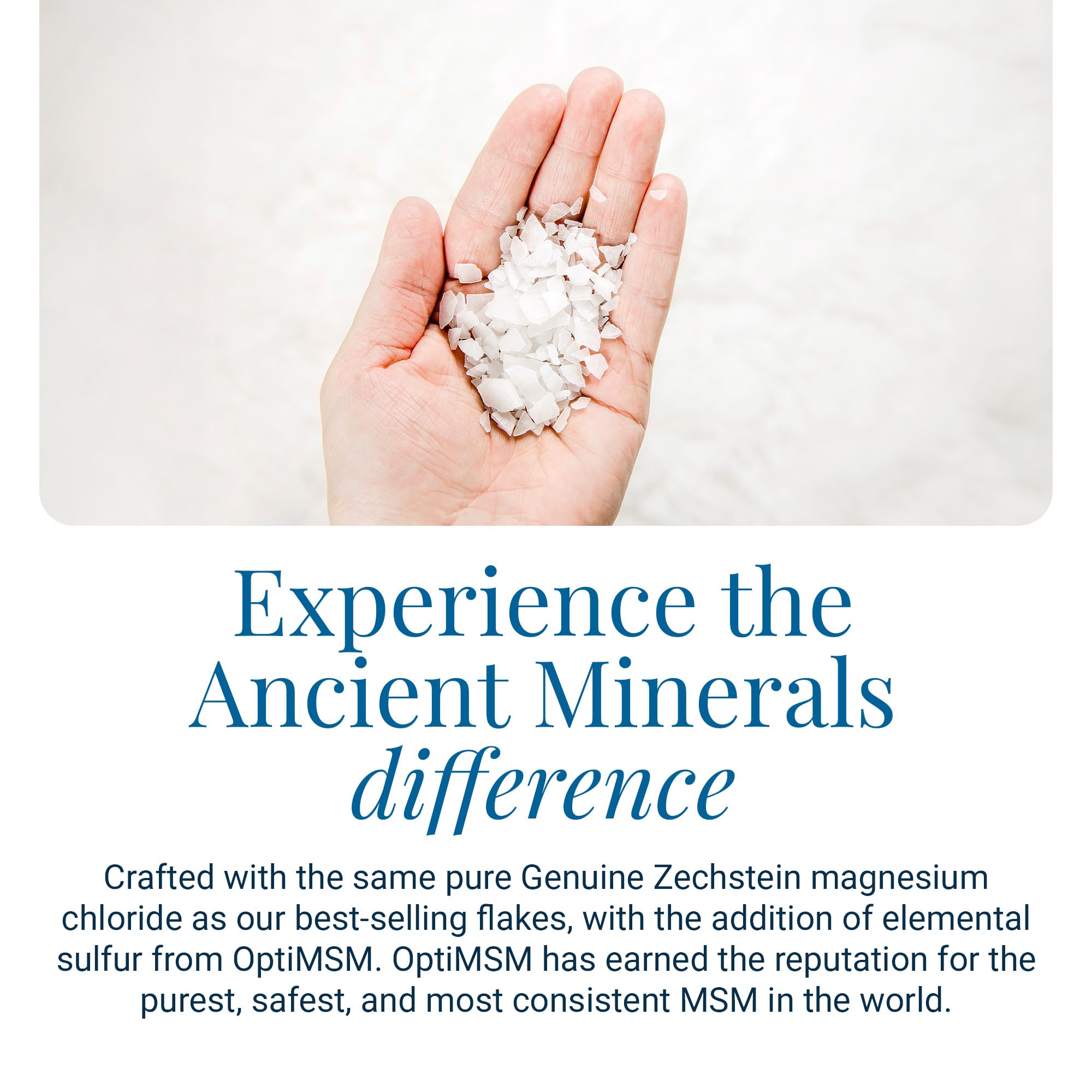 Ancient Minerals Magnesium Bath Flakes Ultra with OptiMSM – Pure Zechstein Magnesium Chloride and Organic Sulfur Bath Salts,