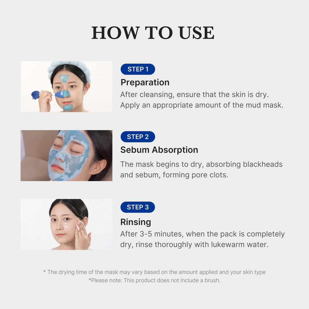 Medicube Zero Pore Blackhead Mud Facial Mask - Skin Cooling & Pore Tightening - 3 Minute Quick Dry Formula with AHA, BHA, PHA