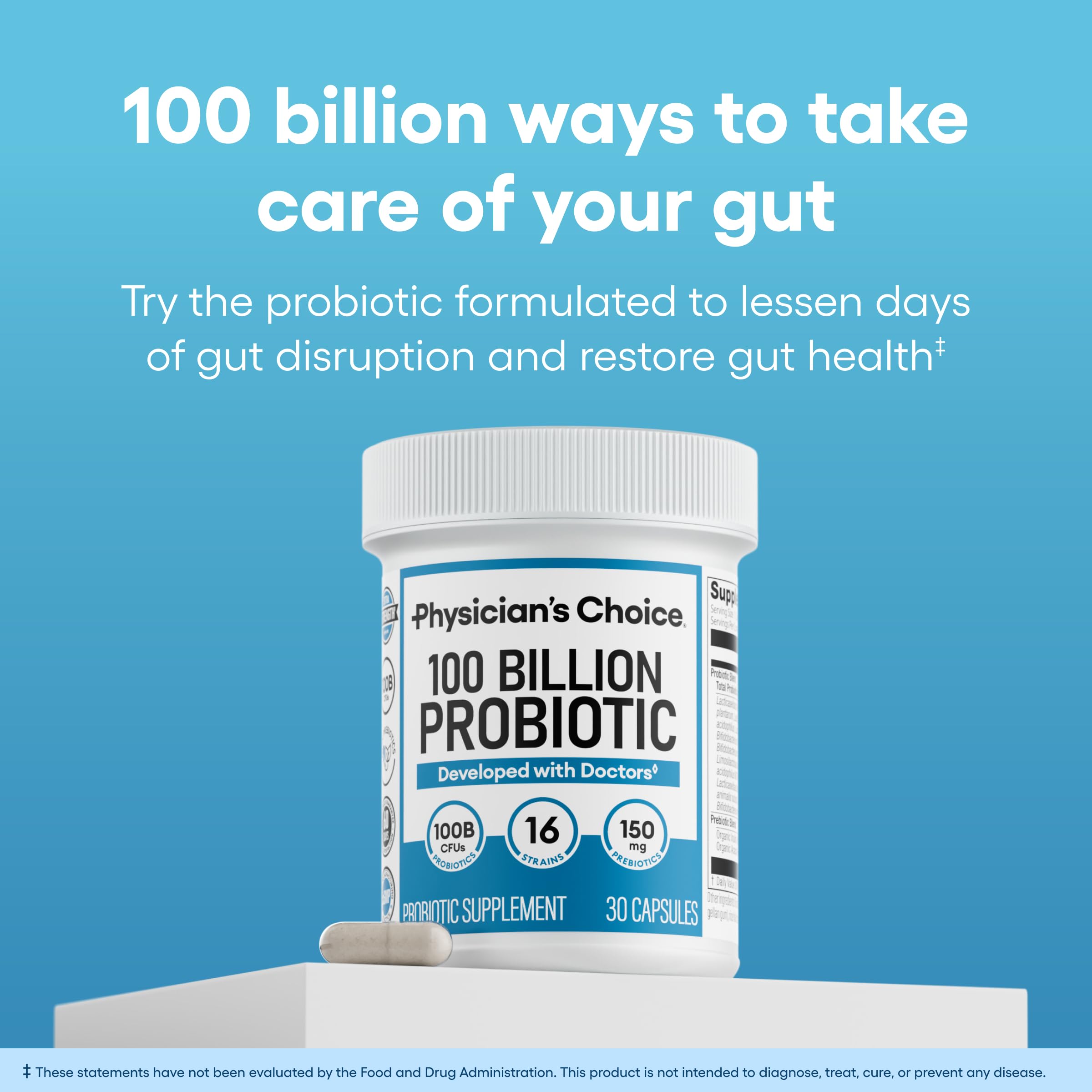 Physician's CHOICE 100 Billion Advanced Probiotic - 16 Strains + Organic Prebiotics - Digestive & Gut Health - Supports Occasional Constipation, Diarrhea, Gas & Bloating - Probiotics for Women & Men Physician's CHOICE Au supplements