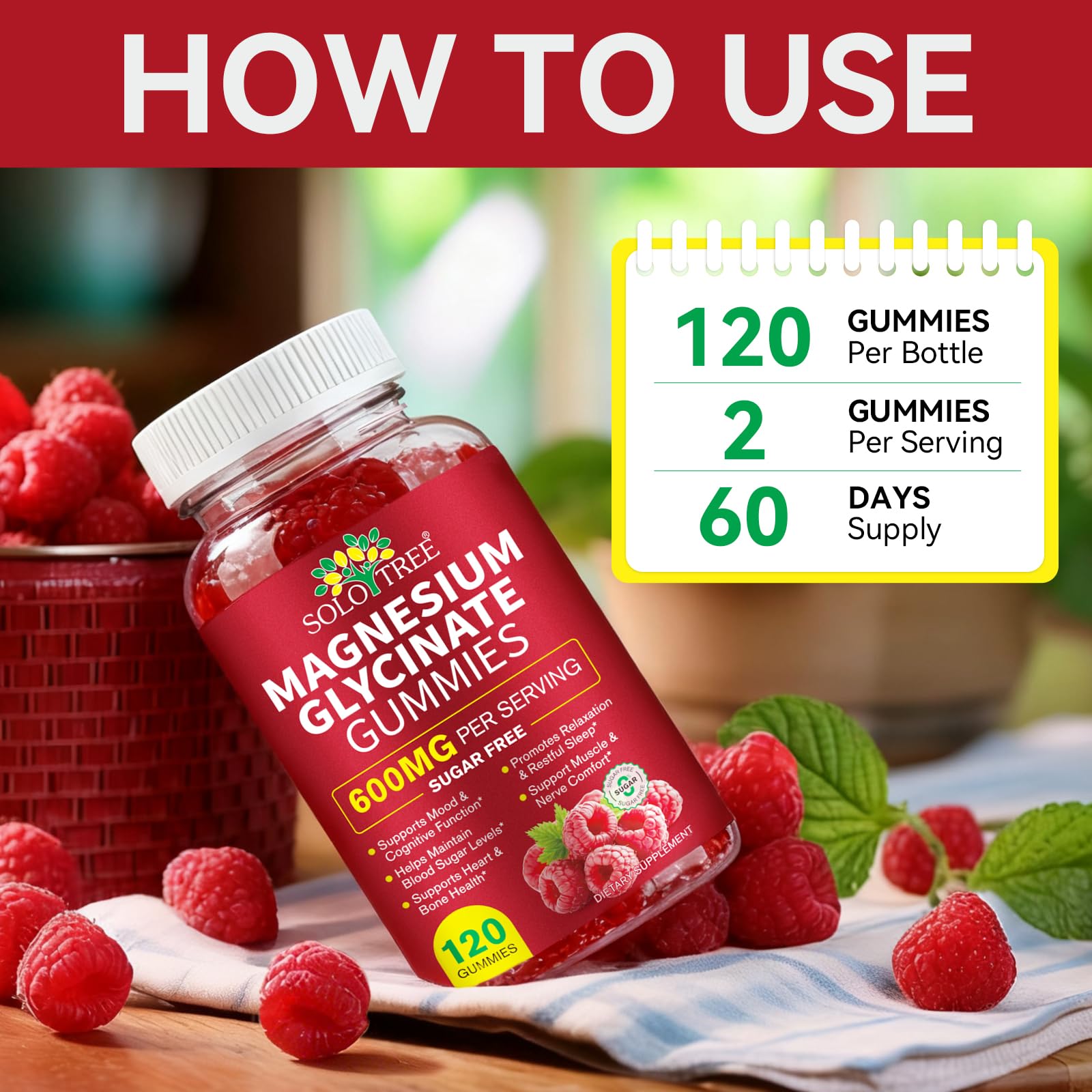 Magnesium Glycinate Gummies 600mg – Sugar-Free High Absorption Magnesium with L-Threonate, Supports Relaxation, Calm & Restful Sleep,