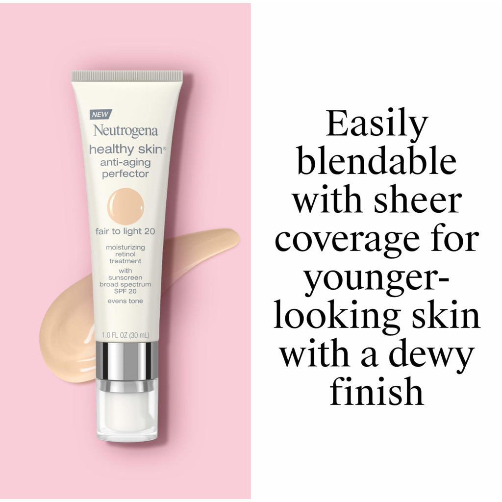 Neutrogena Retinol Treatment and Tinted Facial Moisturizer, Healthy Skin Anti-Aging Perfector with Broad Spectrum SPF 20 Sunscreen