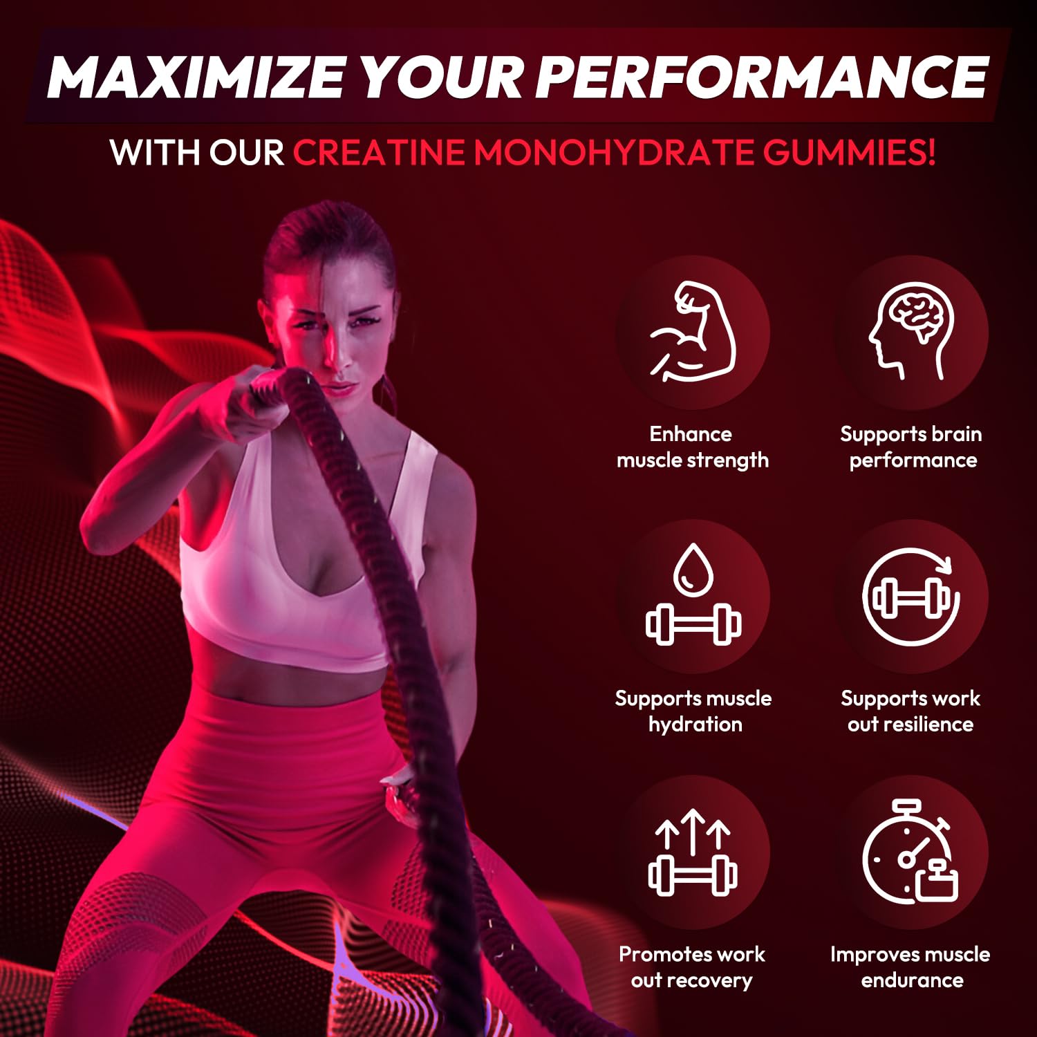 Creatine Gummies Monohydrate Complex 9000MG, Chewable Creatine Monohydrate Gummies for Men & Women with L-Taurine, BCAA 2:1, B12/6, Building Muscle