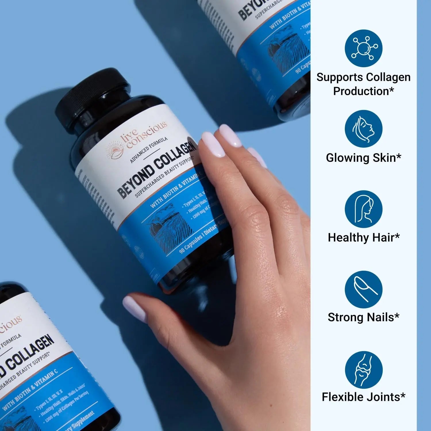 Live Conscious Beyond Collagen Multi Collagen Capsules - Types I, II, III, V & X - Hydrolyzed Blend with Biotin & Vitamin C Live Conscious Au supplements