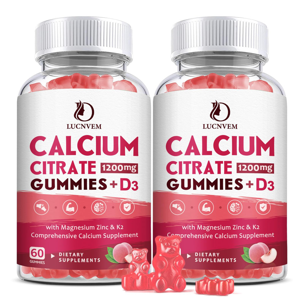 (2 Pack) Calcium Citrate 1200mg with Vitamin D3 Supplements Gummies for Women & Men, Calcium Gummies with Vitamin D3 K2, High Absorption