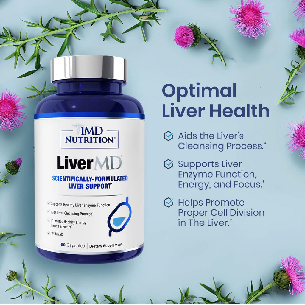 1MD Nutrition LiverMD - Liver Support Supplement | Siliphos Milk Thistle Extract & NAC - Supports Healthy Energy, Immunity & Overall Health