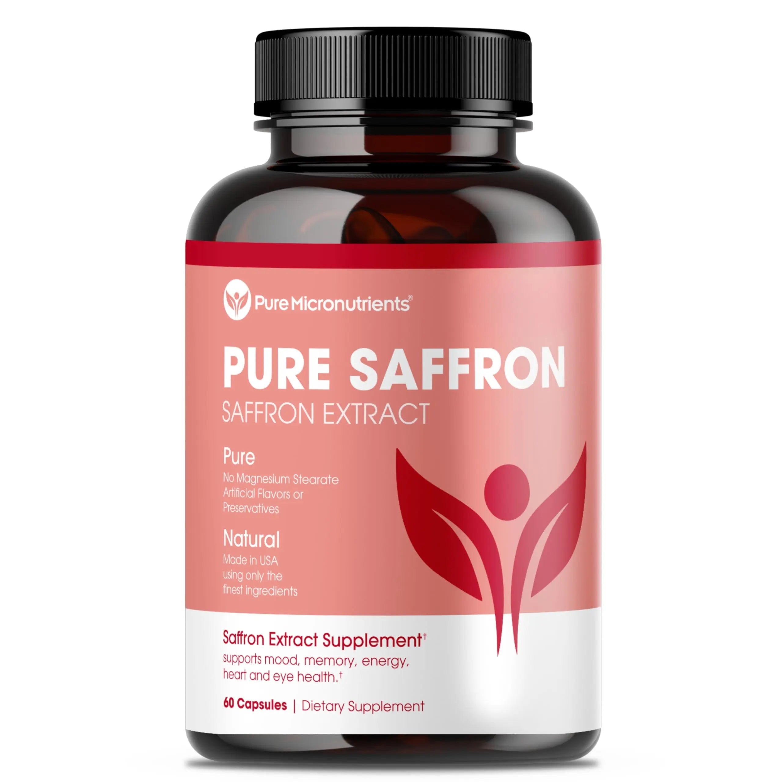 Saffron Supplements - 100% Pure Saffron Extract Capsules - Boost Energy & Mood, Support Eye & Heart Health Pure Micronutrients Au supplements