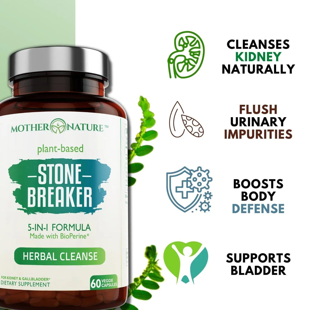 Stone Breaker Chanca Piedra Capsules, Dissolve Kidney & Gallbladder, Detoxify Urinary Tract, Flush Impurities, Kidney Support with Celery Seed Extract - 60 Veg Capsules Mother Nature Organics Superfoods for Organic Living Au supplements