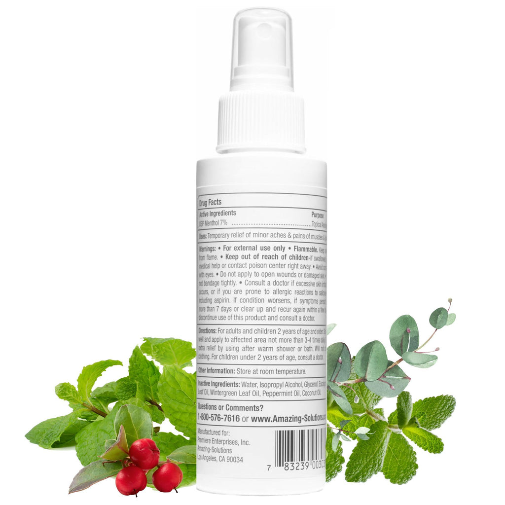 Premiere's Pain Spray All-Natural Menthol & Peppermint Oil Herbal Blend for Joint and Nerve Pain, Muscle Soreness, Sprains, Cramps, Sports Injuries, Back Pain & Neck Shoulder Aches - One Pack Premiere's Pain Spray Au supplements