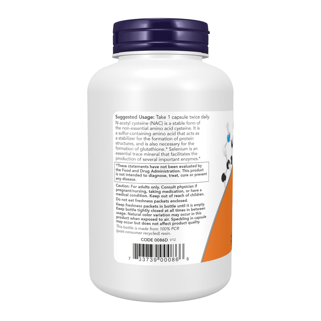 NOW Supplements, NAC (N-Acetyl Cysteine) 600 mg with Selenium, 250 Veg Capsules