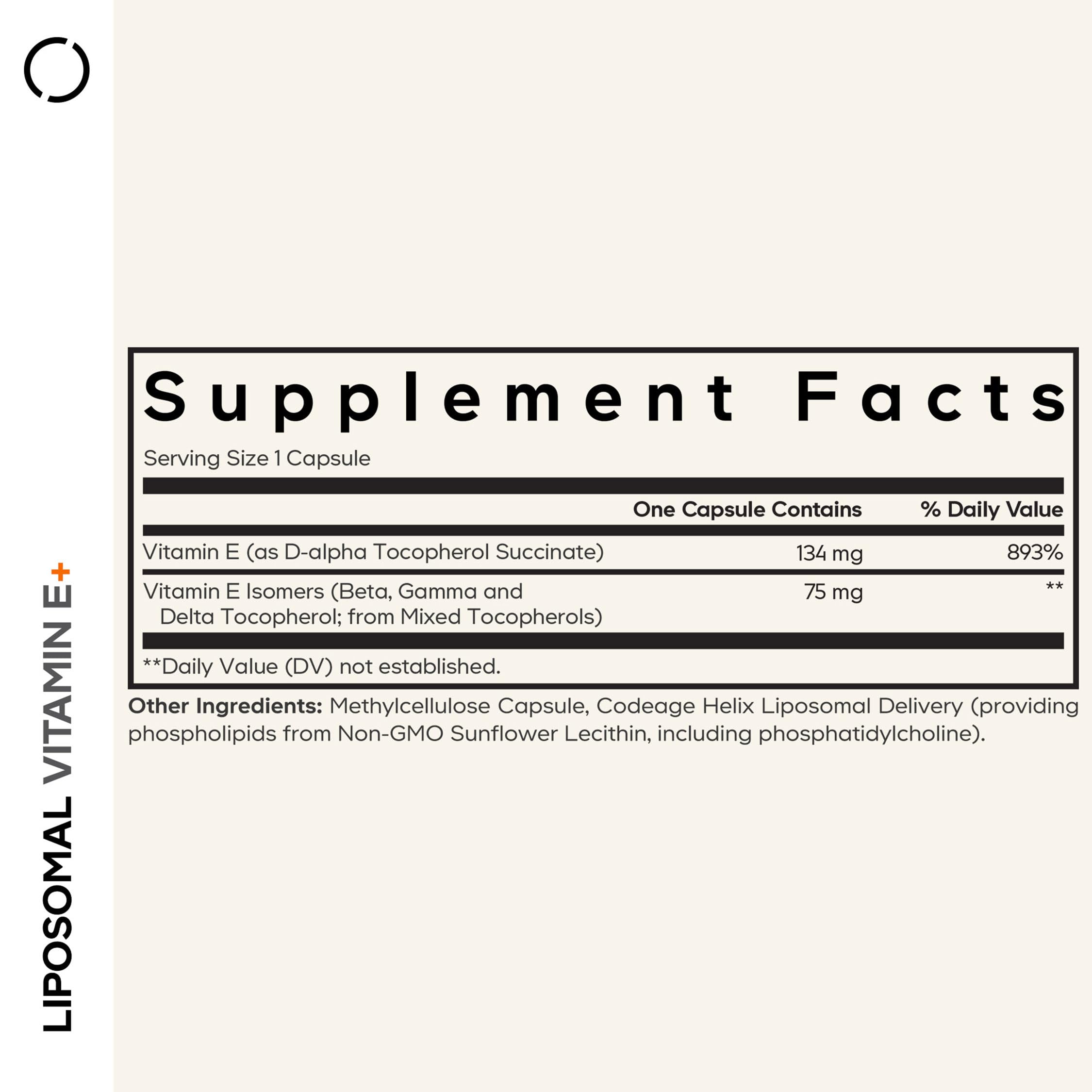 Codeage Liposomal Vitamin E Supplement - All Vitamin E Tocopherols - 3-Month Supply - Alpha Tocopherols, Beta, Gamma, and Delta - Liposomal Mixed Tocopherols - Non-GMO Phospholipid - 90 Capsules Codeage Au supplements