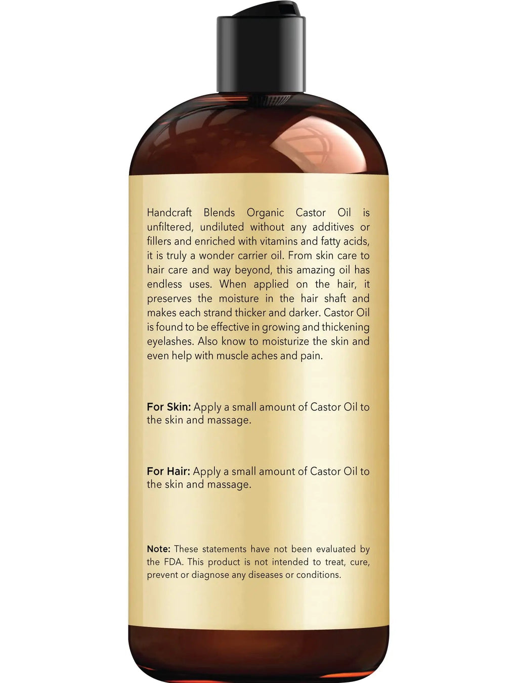 Handcraft Blends Organic Castor Oil for Hair Growth, Eyelashes and Eyebrows - 100% Pure Handcraft Blends Au supplements