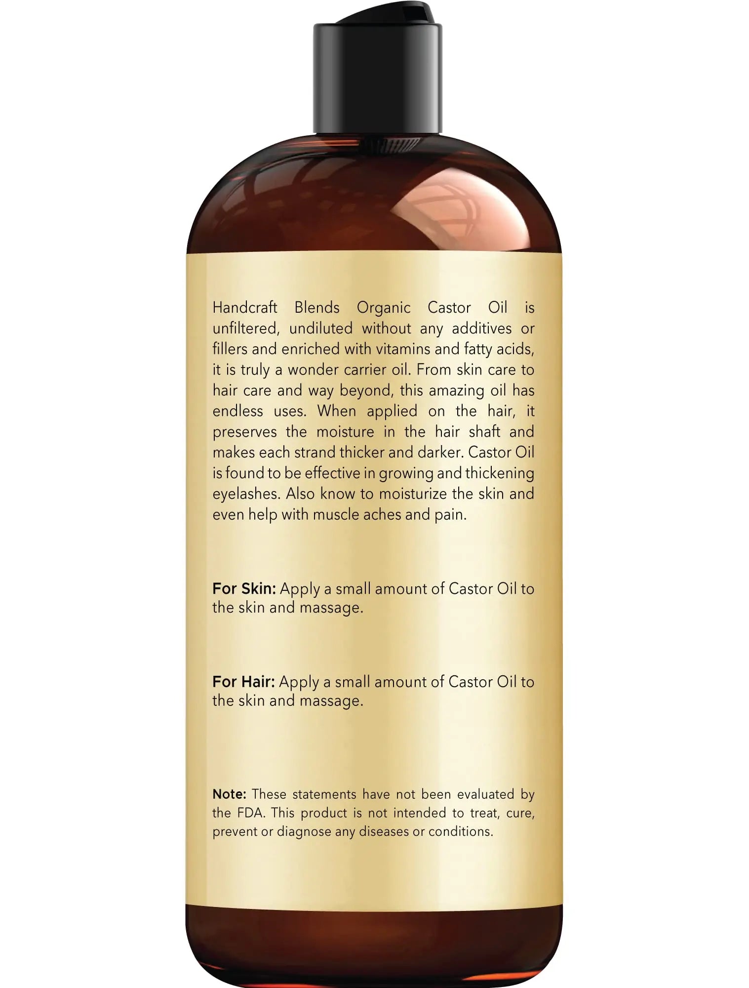 Handcraft Blends Organic Castor Oil for Hair Growth, Eyelashes and Eyebrows - 100% Pure Handcraft Blends Au supplements