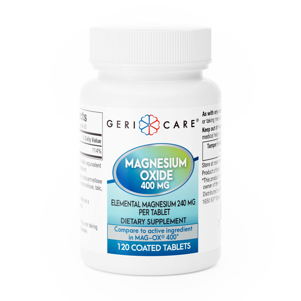 GeriCare Magnesium Oxide Supplement 240 mg of Elemental Magnesium, 120 Tablets, Essential Mineral Support, Promotes Vascular Health, Bone Strength, and Muscle Function (Pack of 1) GeriCare Au supplements