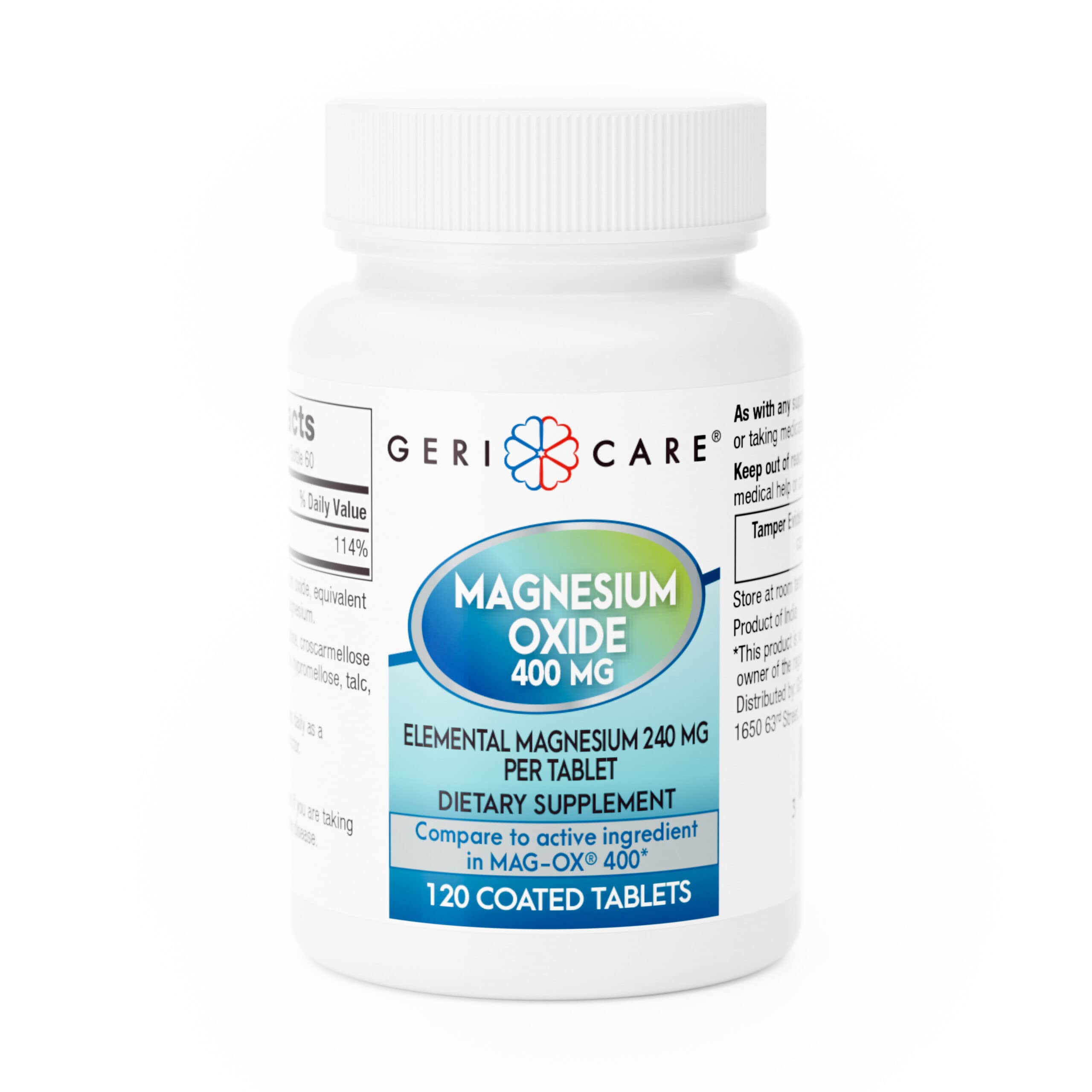 GeriCare Magnesium Oxide Supplement 240 mg of Elemental Magnesium, 120 Tablets, Essential Mineral Support, Promotes Vascular Health, Bone Strength, and Muscle Function (Pack of 1) GeriCare Au supplements