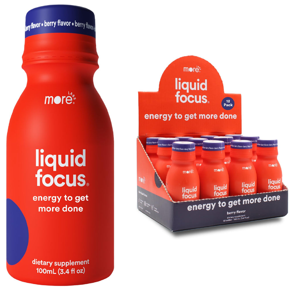More Labs Liquid Focus, Nootropic Smart Drink with Powerful Antioxidants & Adaptogenic Herbs for Energy and Concentration, 150mg Caffeine (Pack of 12) More Labs Au supplements