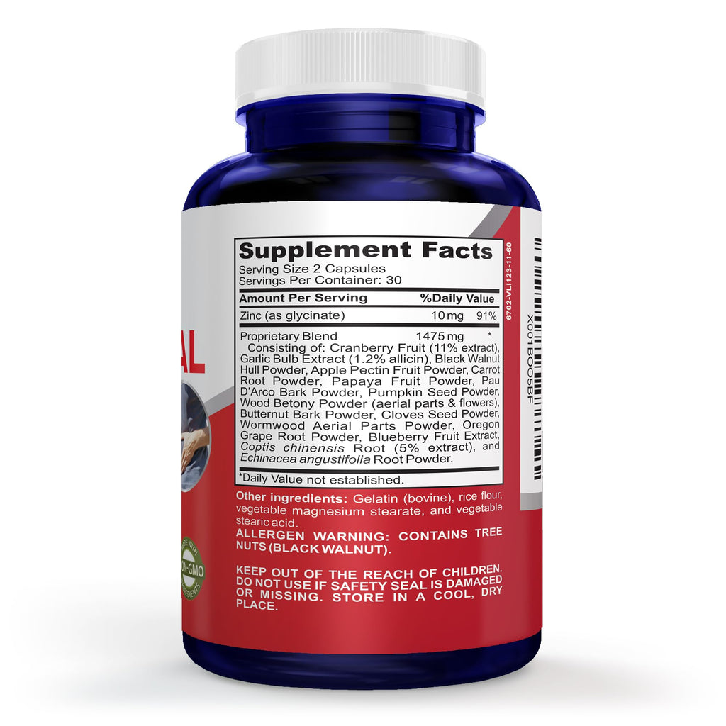 NusaPure Intestinal Support for Humans (Non-GMO), Wormwood, Garlic, Black Walnut Hull, 60 Capsules NusaPure Au supplements