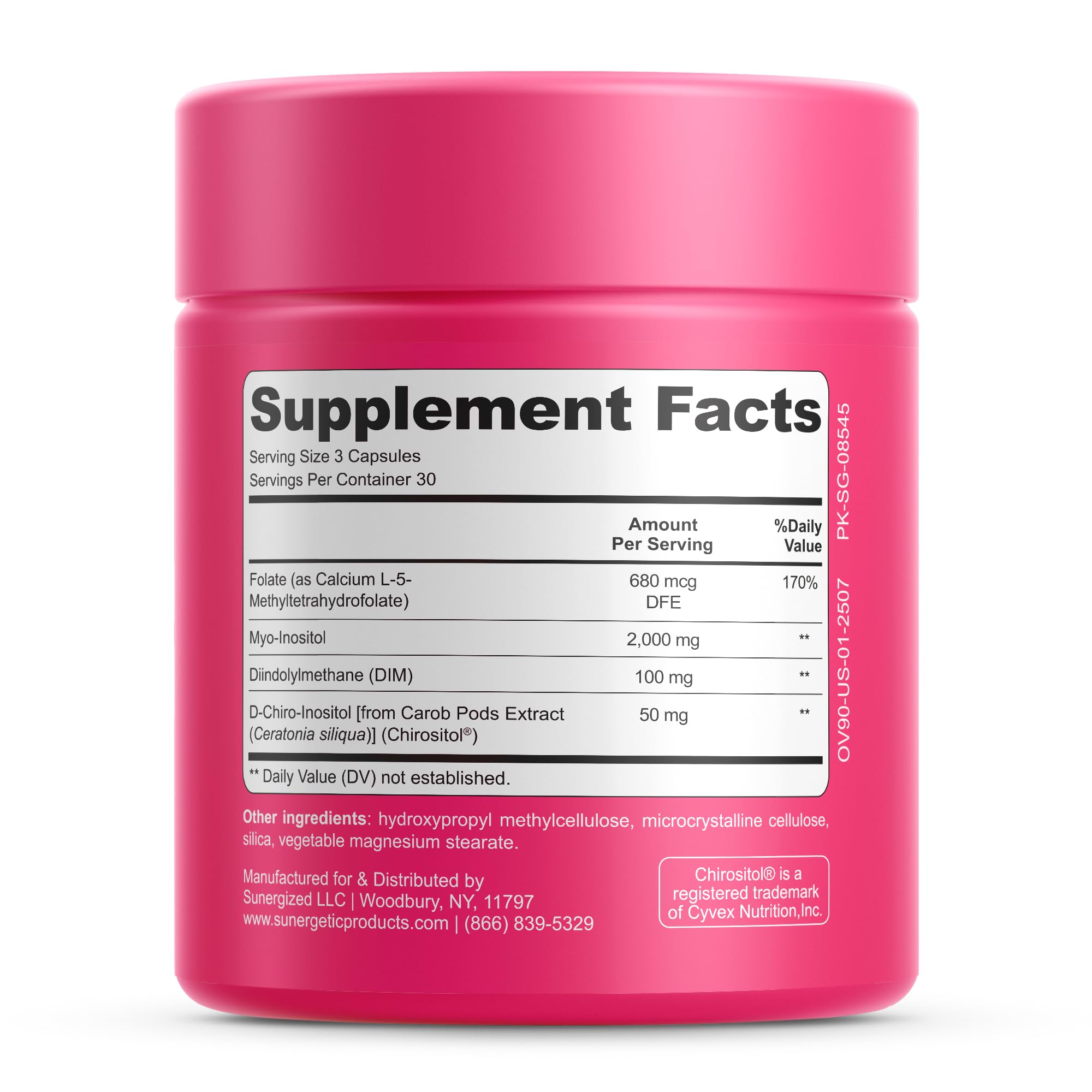 Premium Ovarian Health Support Supplement – Hormone Balance, Ovulation & Cycle Regularity - Myo-Inositol & D-Chiro Inositol Supplement for Women – 40:1 Inositol Ratio With Folate & DIM – 90 Capsules Sunergetic Au supplements