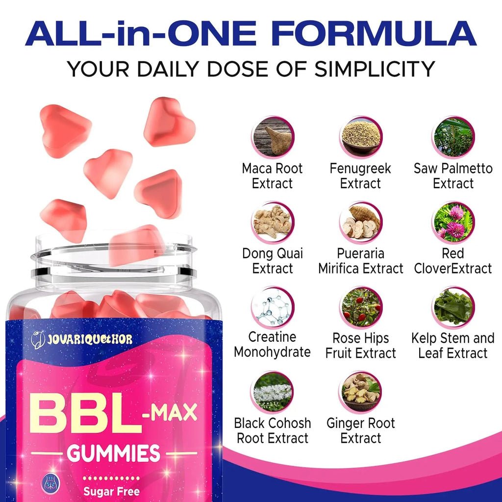 Jovariquethor Booty Gummies for Women - BBL Gummies with Multivitamins and Herbal Extracts - Peach Flavor - 60 Count Jovariquethor Au supplements