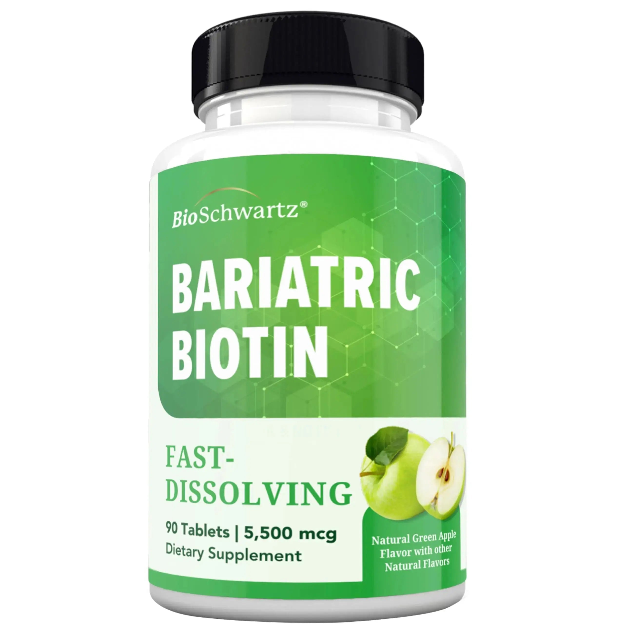 BioSchwartz Bariatric Biotin Chewable Tablets - 5500mcg Biotin per Serving - Green Apple Flavor, 3 Month Supply - Sugar-Free Hair Skin Nails Vitamins BioSchwartz Au supplements
