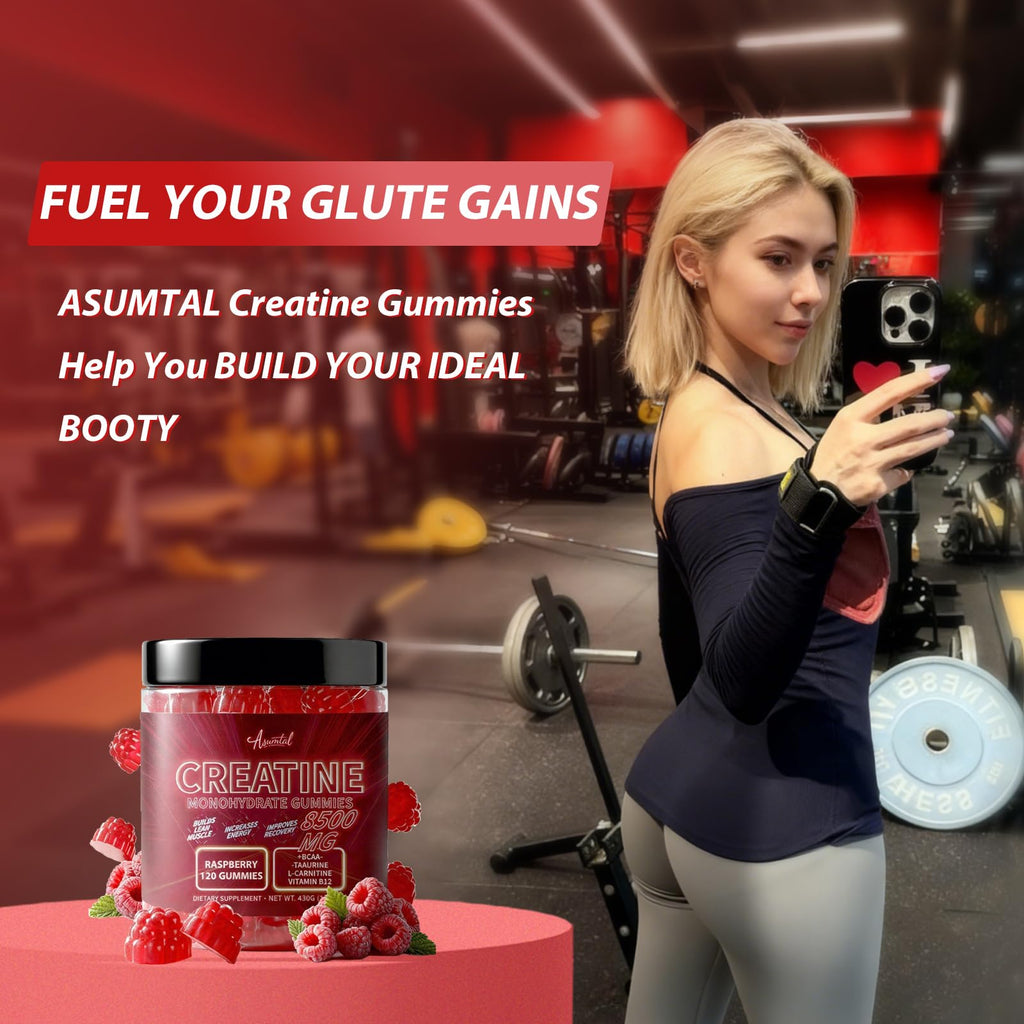 Asumtal Creatine Monohydrate Gummies for Men & Women, Creatine Monohydrate Supplement for Muscle Growth, Strength & Energy Support