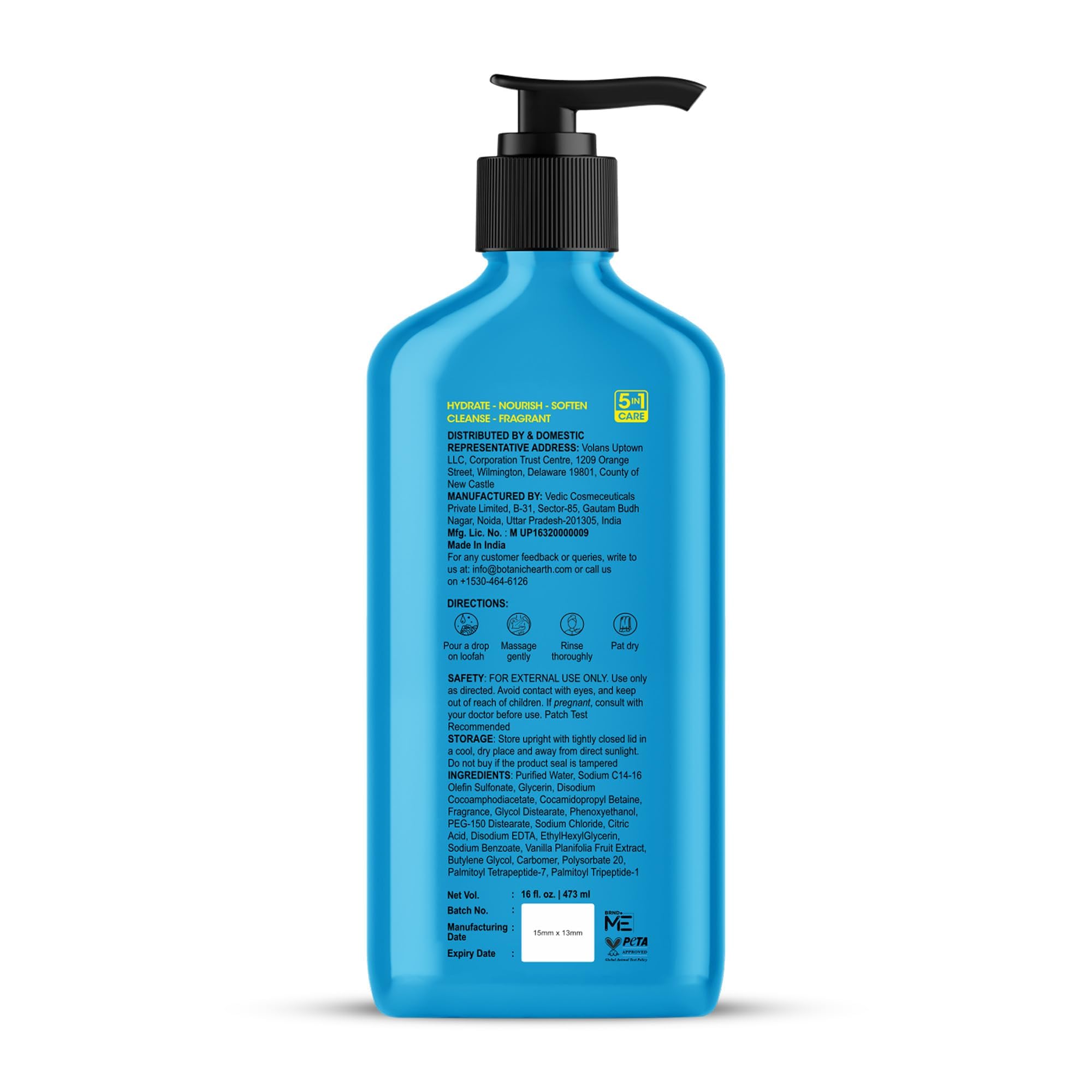 Botanic Hearth Vanilla Body Wash – Hydrating 5-in-1 Shower Gel with Warm Vanilla Aroma