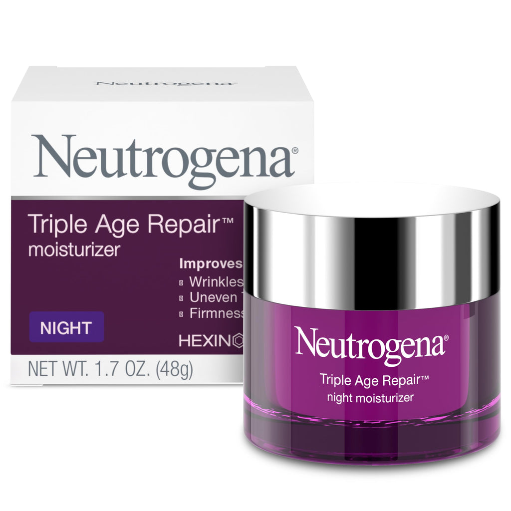 Neutrogena Triple Age Repair Night Face Moisturizer - with Hexinol Technology & Vitamin C, Anti-Wrinkle Face Cream