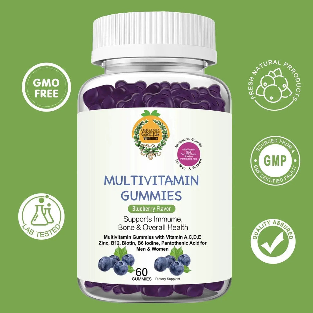 Organic Greek® Multivitamin Gummies with Vitamin A, C, D, E, Zinc, B12, Biotin, B6, Iodine, Pantothenic Acid for Men & Women Organic Greek Au supplements