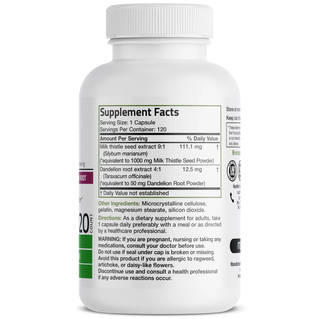 Bronson Milk Thistle Silymarin Marianum & Dandelion Root Liver Health Support Bronson Au supplements