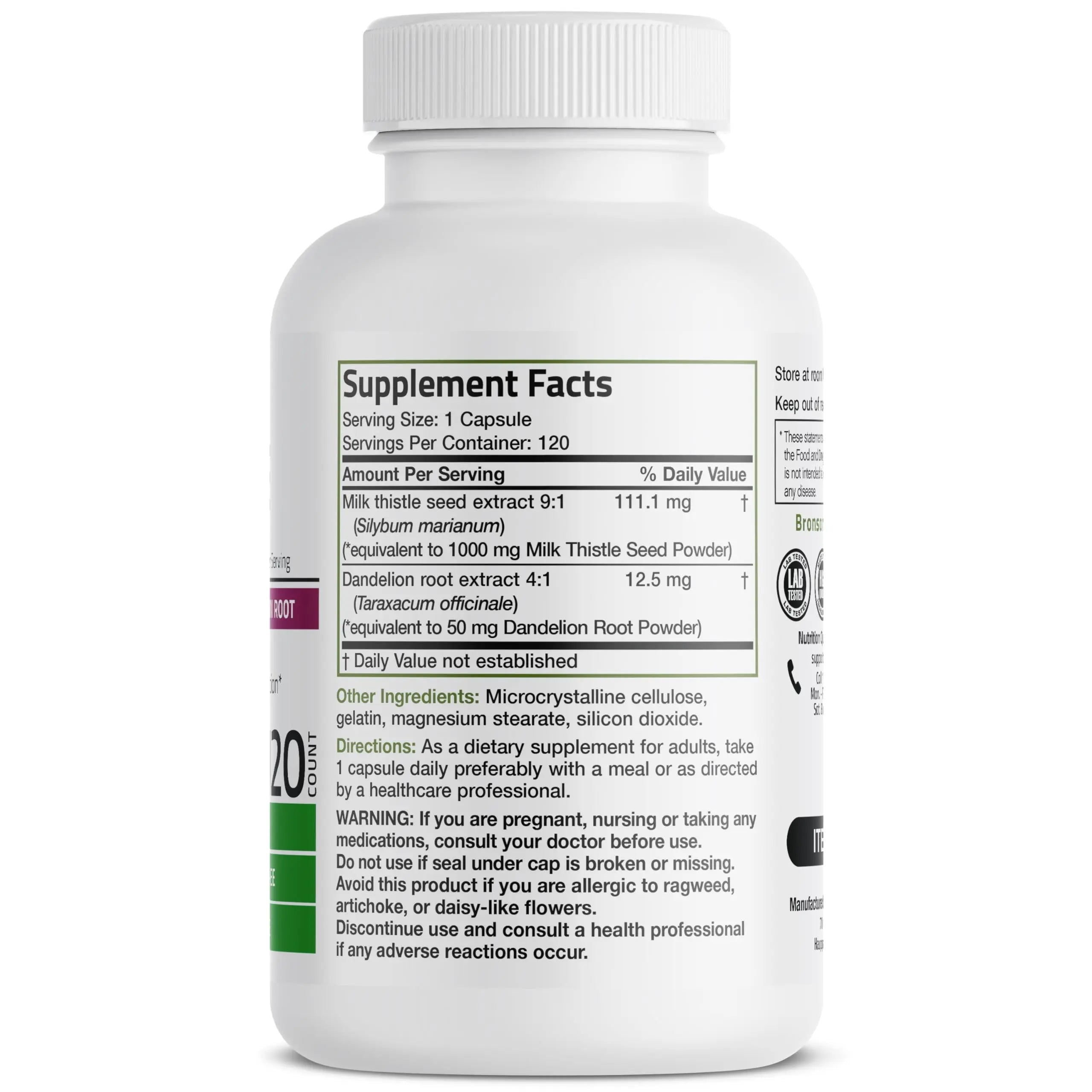 Bronson Milk Thistle Silymarin Marianum & Dandelion Root Liver Health Support Bronson Au supplements