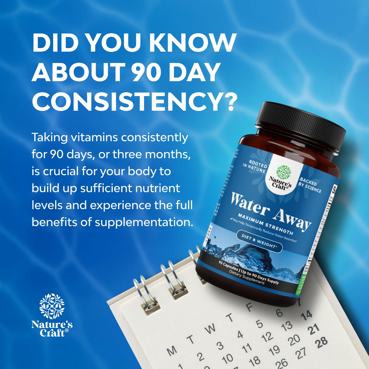 Water Away Herbal Diuretic Pills High Strength - Fluid Retention Supplement with Dandelion Leaf Extract & Green Tea for Bloating Relief for Women & Men