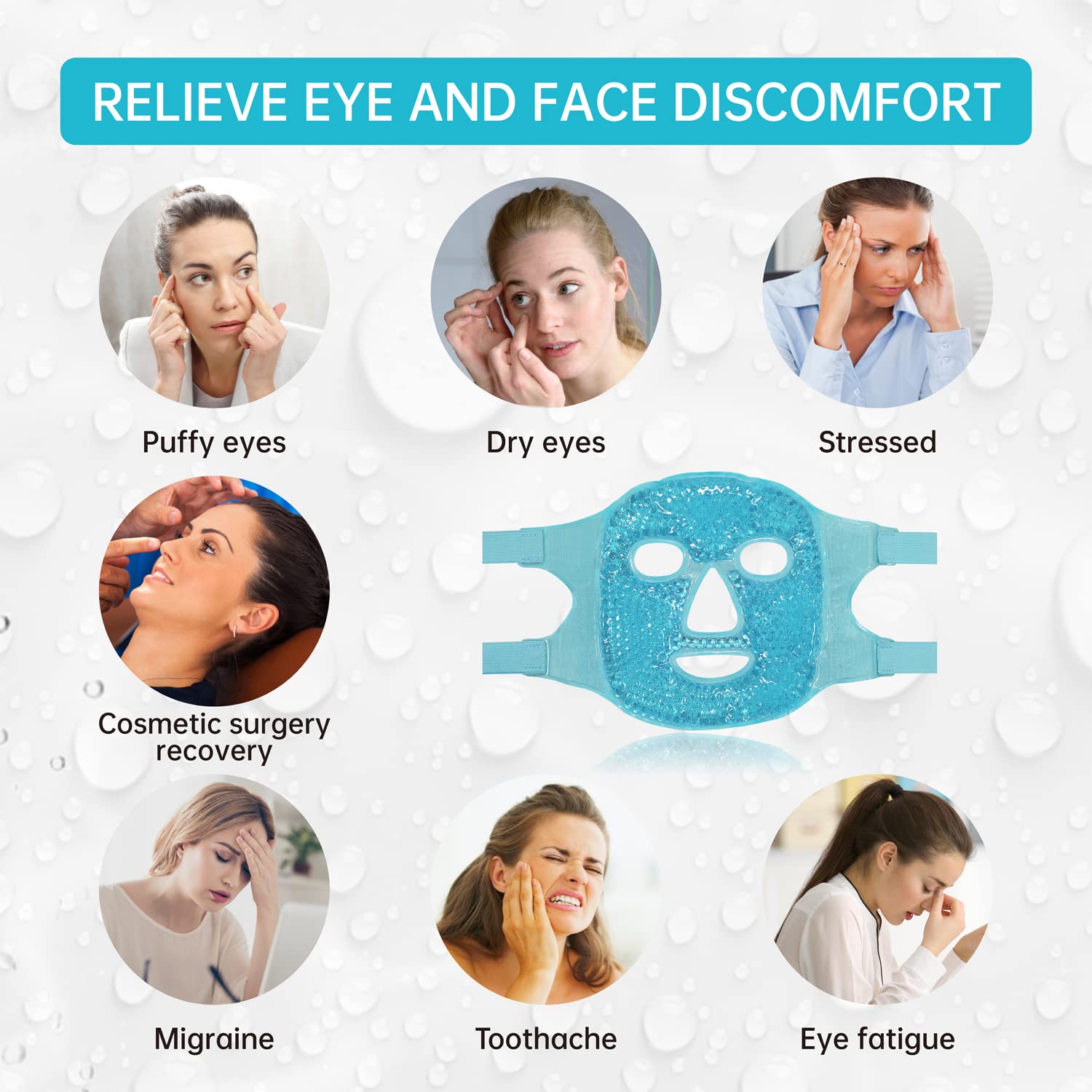 Cold Face Eye Mask Ice Pack Reduce Facial Puff, Dark Circles, Gel Hot Heat Cold Compress Pack, Face SPA Gift for Woman Sleeping