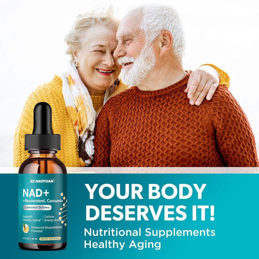 GZ HAOYUAN NAD Liquid Supplement for Women, Liposomal NAD+ Drops 1200MG with NAD Plus Resveratrol, Tmg, Quercetin, Anti-Aging, Cell Regeneration, Energy & Metabolism Support, Pineapple Flavor GZ HAOYUAN Au supplements