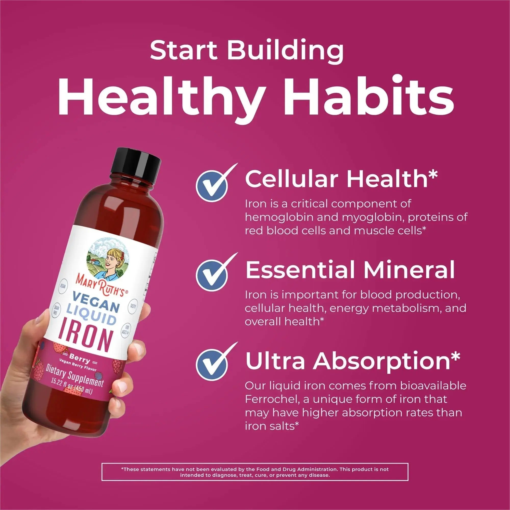 MaryRuth's MaryRuth's Liquid Morning Multivitamin +Hair Growth (Peach Mango, 30oz) & Iron Liquid (Berry) | Clean Label Project Verified® | MARYRUTH'S Au supplements