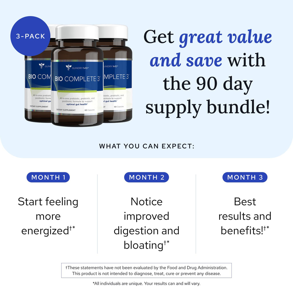 Gundry MD® Bio Complete 3 - Prebiotic, Probiotic, Postbiotic to Support Optimal Gut Health, 30 Day Supply (90 Day Supply) Gundry MD Au supplements