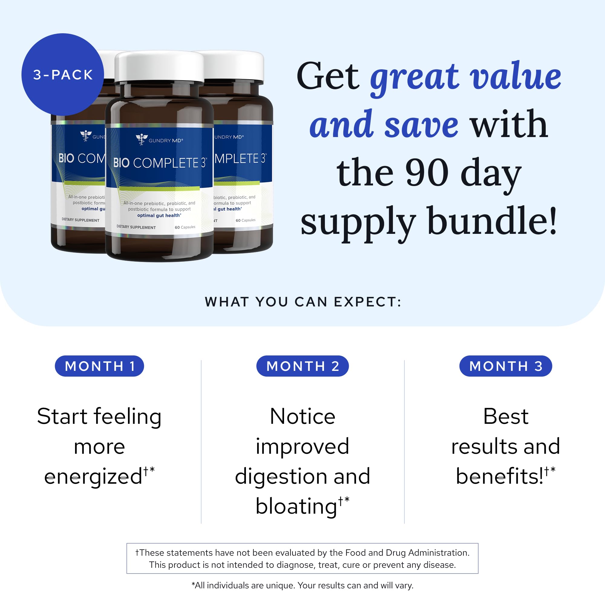 Gundry MD® Bio Complete 3 - Prebiotic, Probiotic, Postbiotic to Support Optimal Gut Health, 30 Day Supply (90 Day Supply) Gundry MD Au supplements