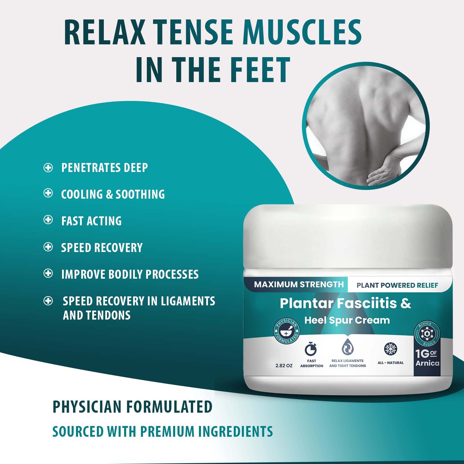 M PAIN MANAGEMENT TECHNOLOGIES Plantar Fasciitis And Heel Spur Cream By PMT - Cream For Foot Relief. High Concentration of Arnica; Vitamin B6, MSM, Glucosamine - To Soothe and Relieve - 2.82 OZ M PAIN MANAGEMENT TECHNOLOGIES Au supplements