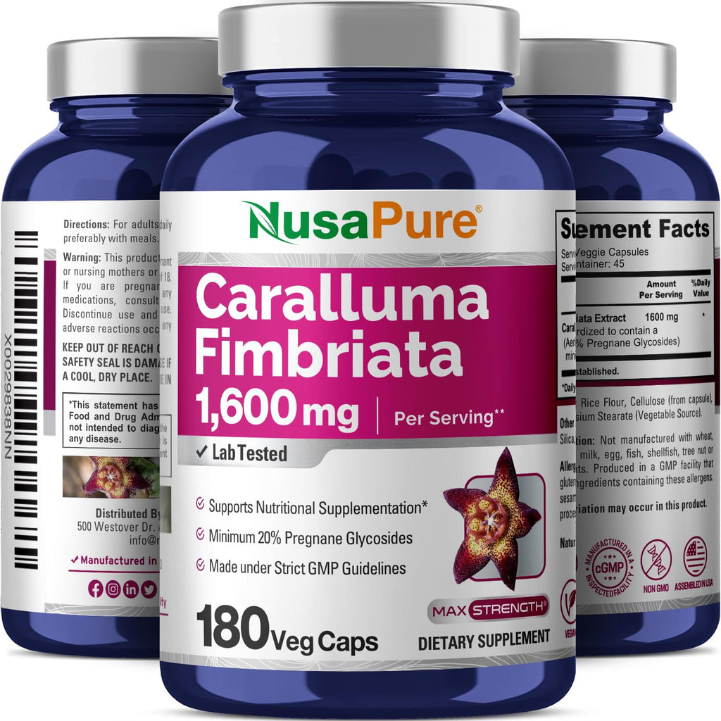 NusaPure Caralluma Fimbriata 1600mg - 180 Veggie Capsules (Non-GMO, Vegan) NusaPure Au supplements