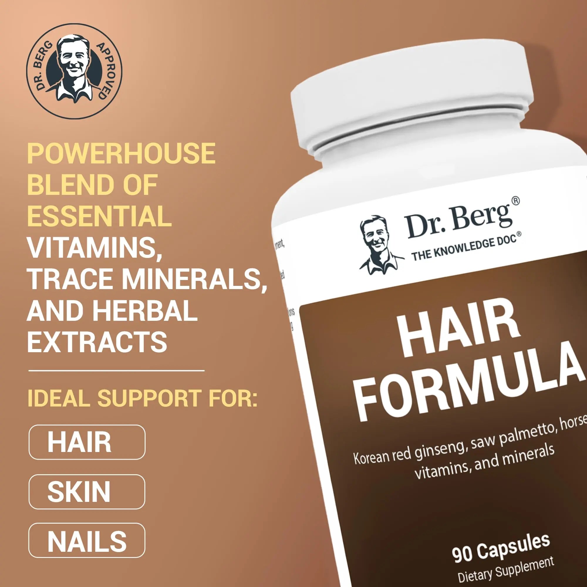 Dr. Berg All-in-One Vitamins for Hair, Skin, & Nails - Advanced Formula with Biotin, Saw Palmetto, DHT Blocker, & Trace Minerals - 90 Veg Capsules Dr. Berg Nutritionals Au supplements